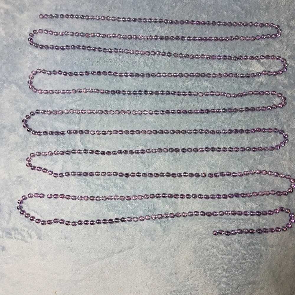 Vintage 1960s 1970s Purple Translucent Plastic Bead Christmas Garland 18'
